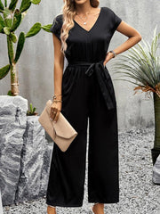 Women's Elegant Solid Color V Neck Jumpsuit - 808Lush