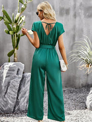 Women's Elegant Solid Color V Neck Jumpsuit - 808Lush