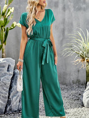 Women's Elegant Solid Color V Neck Jumpsuit - 808Lush