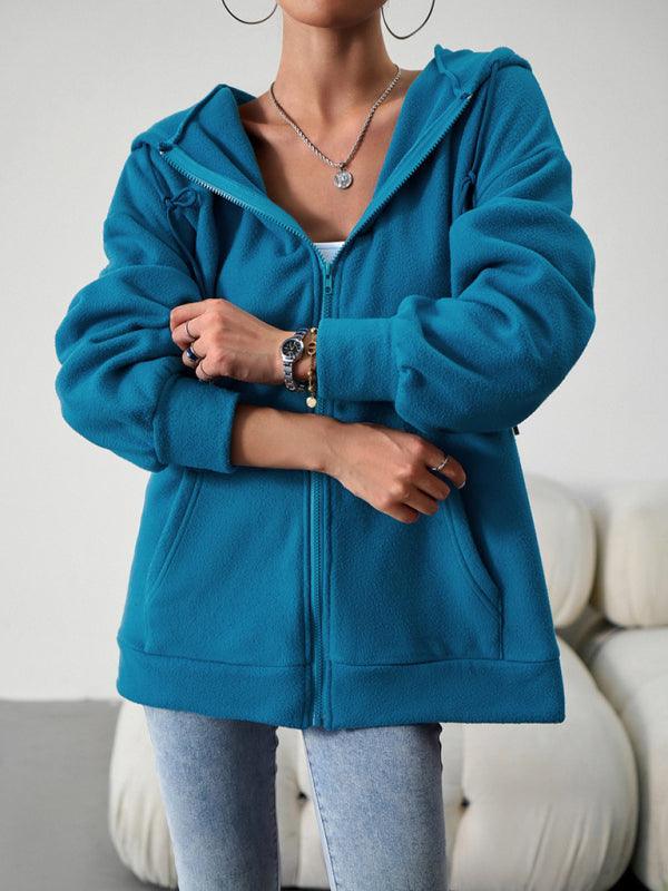 Women's Fashion Casual Loose Casual Sweater Cardigan Hooded Jacket - 808Lush