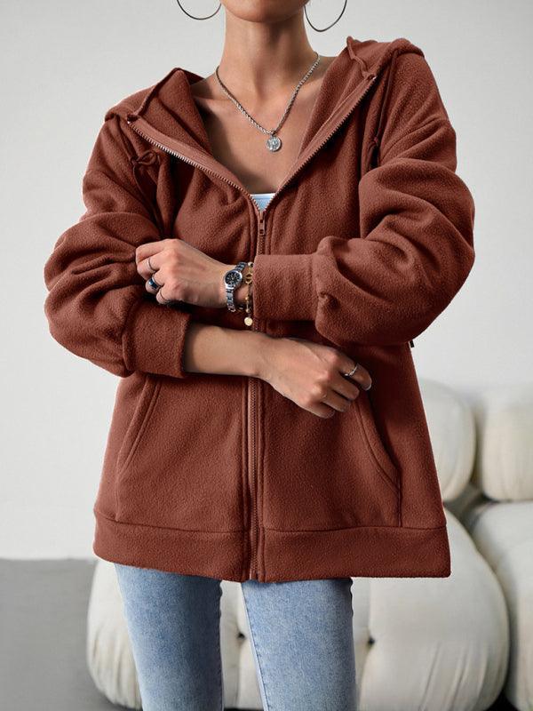 Women's Fashion Casual Loose Casual Sweater Cardigan Hooded Jacket - 808Lush