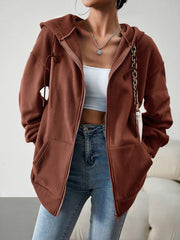 Women's Fashion Casual Loose Casual Sweater Cardigan Hooded Jacket - 808Lush