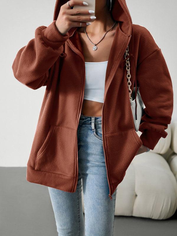 Women's Fashion Casual Loose Casual Sweater Cardigan Hooded Jacket - 808Lush