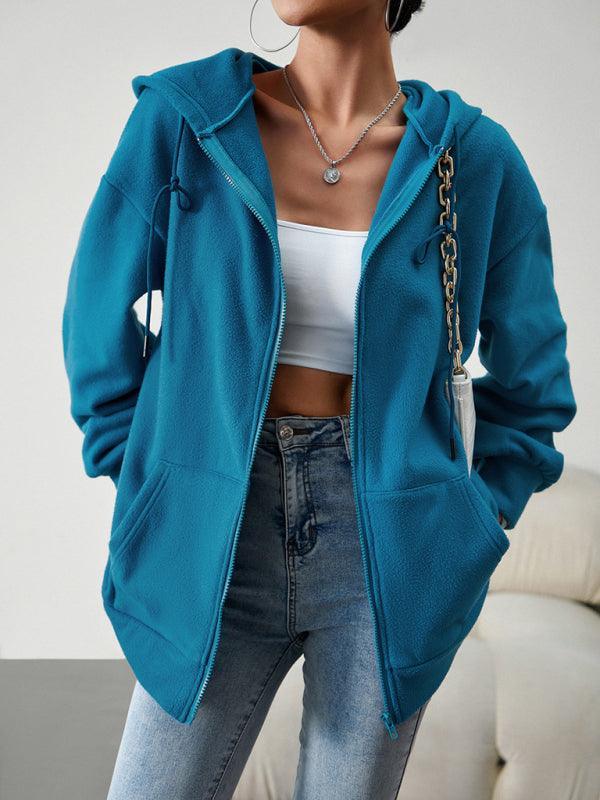 Women's Fashion Casual Loose Casual Sweater Cardigan Hooded Jacket - 808Lush