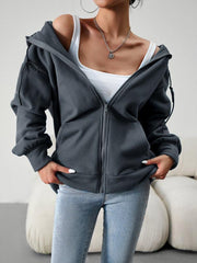 Women's Fashion Casual Loose Casual Sweater Cardigan Hooded Jacket - 808Lush