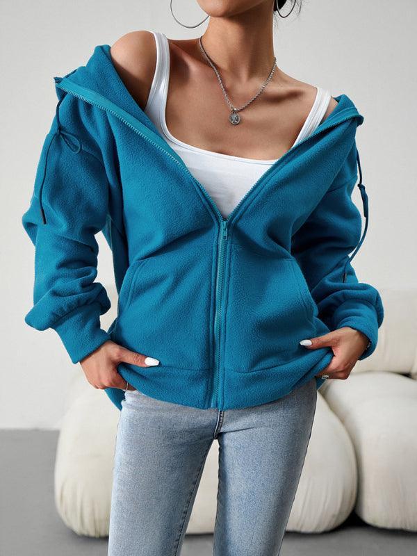 Women's Fashion Casual Loose Casual Sweater Cardigan Hooded Jacket - 808Lush