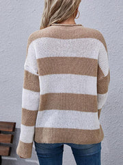 Women's Fashion Long Sleeve Striped Turtleneck Sweater - 808Lush