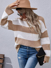 Women's Fashion Long Sleeve Striped Turtleneck Sweater - 808Lush