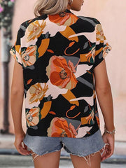 Women's Fashion Painted Printing V-neck Short Sleeve Top - 808Lush