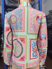 Women's Fashion Printed Long Sleeve Lapel Shirt - 808Lush