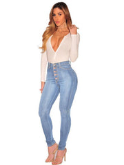 Women's Fashion Versatile High Waist High Elastic Hip Lift Jeans - 808Lush