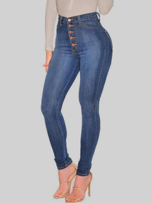 Women's Fashion Versatile High Waist High Elastic Hip Lift Jeans - 808Lush