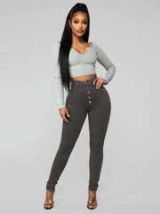 Women's Fashion Versatile High Waist High Elastic Hip Lift Jeans - 808Lush