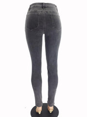 Women's Fashion Versatile High Waist High Elastic Hip Lift Jeans - 808Lush