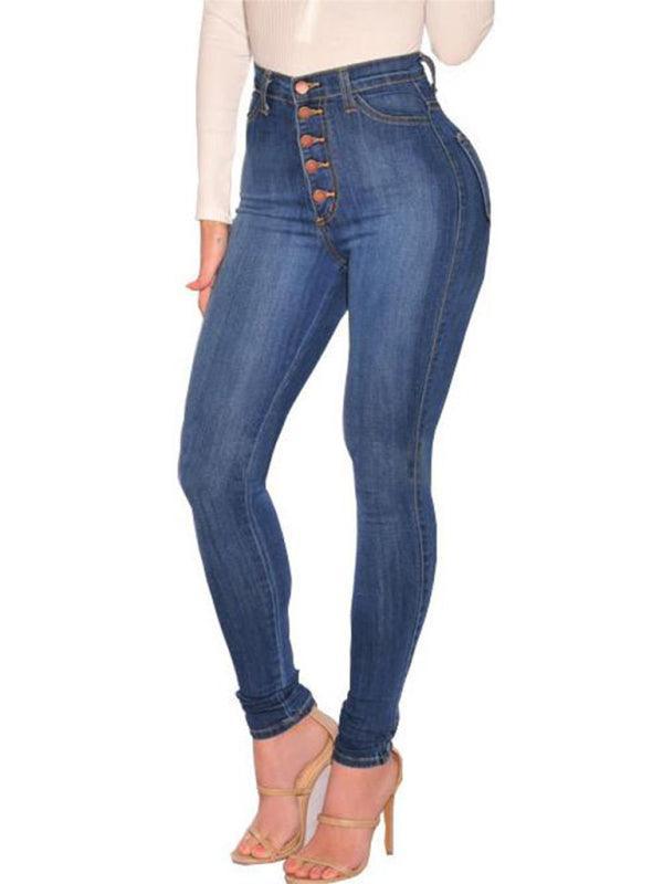 Women's Fashion Versatile High Waist High Elastic Hip Lift Jeans - 808Lush