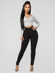 Women's Fashion Versatile High Waist High Elastic Hip Lift Jeans - 808Lush