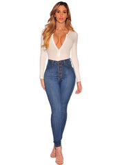 Women's Fashion Versatile High Waist High Elastic Hip Lift Jeans - 808Lush