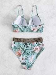 Women's Floral Cross Bikini Swimsuit - 808Lush