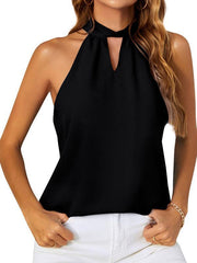 Women's Halter Neck Tie Chiffon Tank Top Sleeveless Top - 808Lush