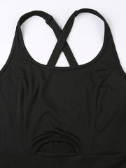 Women's Hollow Cross Loose Fitness Wear Tank Top Jumpsuit - 808Lush