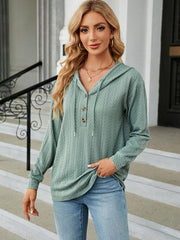 Women's Hooded Button Loose Long Sleeve Sweatshirt - 808Lush