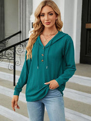 Women's Hooded Button Loose Long Sleeve Sweatshirt - 808Lush