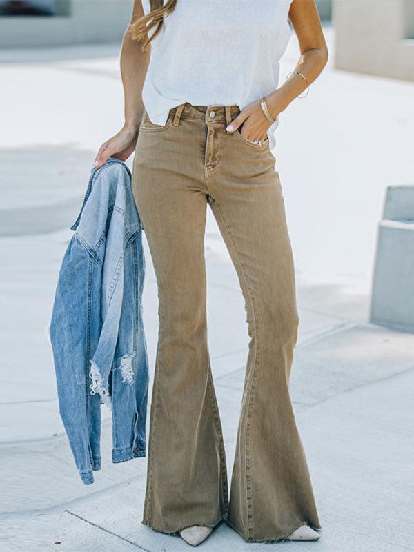 Women's Jeans High Waist Mopping Vintage Flared Trousers - 808Lush