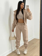 Women's Knitted Casual Sports Fleece Hooded Three-piece Suit - 808Lush