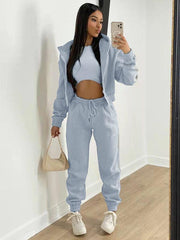 Women's Knitted Casual Sports Fleece Hooded Three-piece Suit - 808Lush