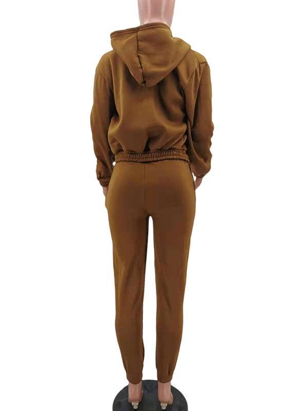 Women's Knitted Casual Sports Fleece Hooded Three-piece Suit - 808Lush