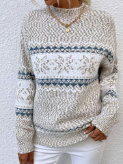 Women's Knitted Half Turtleneck Snowflake Christmas Sweater - 808Lush