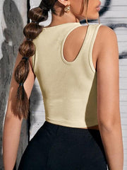 Women's Knitted Hollow Asymmetric Cropped Vest - 808Lush