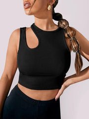 Women's Knitted Hollow Asymmetric Cropped Vest - 808Lush