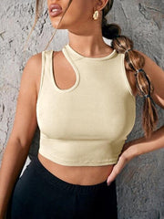 Women's Knitted Hollow Asymmetric Cropped Vest - 808Lush