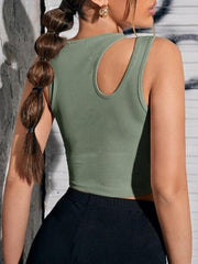 Women's Knitted Hollow Asymmetric Cropped Vest - 808Lush