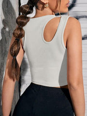 Women's Knitted Hollow Asymmetric Cropped Vest - 808Lush