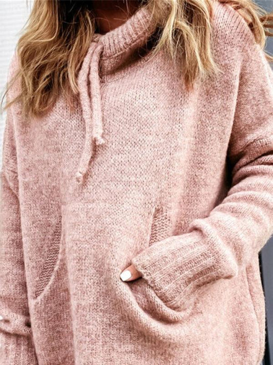 Women's Knitted Hoodie Kangaroo Pocket Casual Knitwear - 808Lush