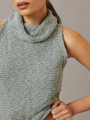 Women's Knitted Sleeveless Scarf Collar Street Fashion Sweater Vest - 808Lush