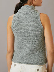 Women's Knitted Sleeveless Scarf Collar Street Fashion Sweater Vest - 808Lush