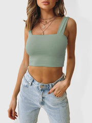 Women's Knitted Slim Casual All-Match Open Navel Square Neck Vest - 808Lush