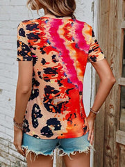 Women's Leopard Printed Round Neck Short Sleeve T-Shirt - 808Lush