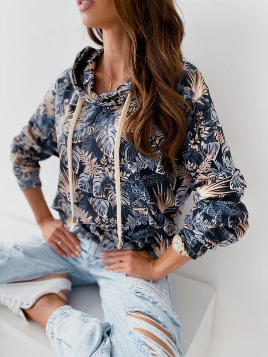 Women's Leopard and Floral Print Hoodie - 808Lush