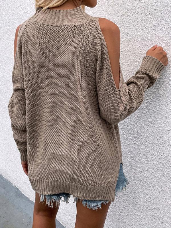 Women's Long Sleeve Thick Knitted Round Neck Twist Rope Sweater - 808Lush