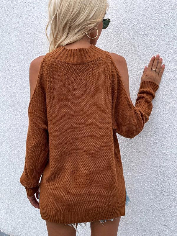 Women's Long Sleeve Thick Knitted Round Neck Twist Rope Sweater - 808Lush