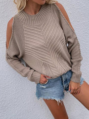 Women's Long Sleeve Thick Knitted Round Neck Twist Rope Sweater - 808Lush