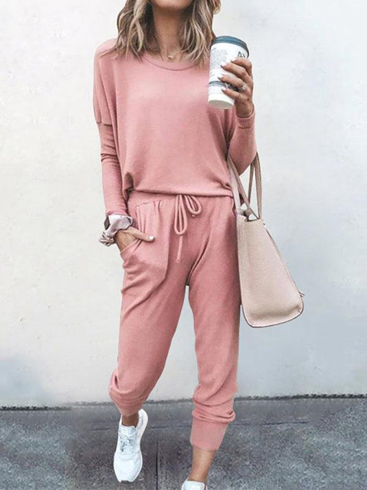 Women's Loose Solid Color Long Sleeve Casual Suit - 808Lush