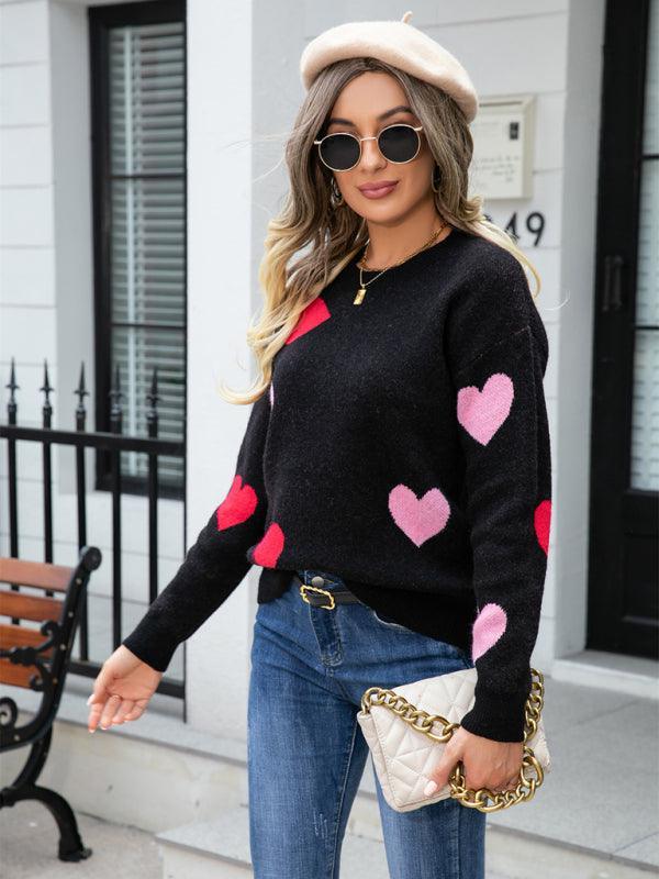 Women's Love Valentine's Day Round Neck Knitted Sweater - 808Lush