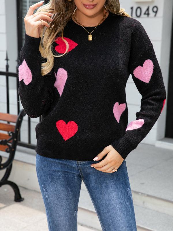 Women's Love Valentine's Day Round Neck Knitted Sweater - 808Lush