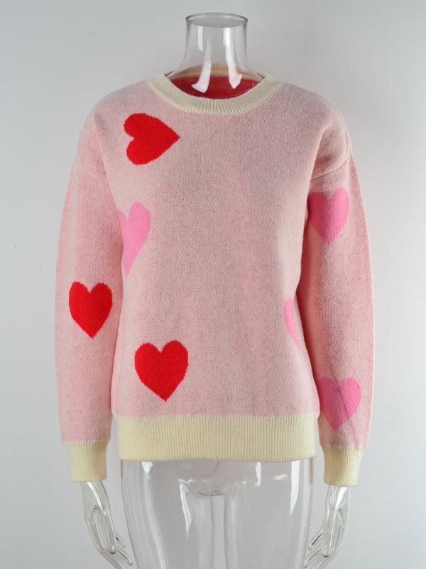 Women's Love Valentine's Day Round Neck Knitted Sweater - 808Lush