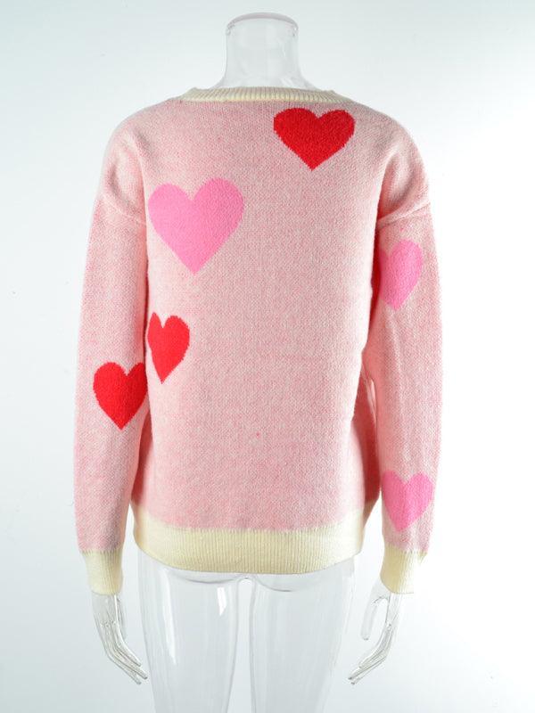 Women's Love Valentine's Day Round Neck Knitted Sweater - 808Lush